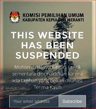 Situs KPU Kabupaten Kepulauan Meranti Diblokir, Tak Ada Anggaran Bayar Hosting Rp.300 Ribu