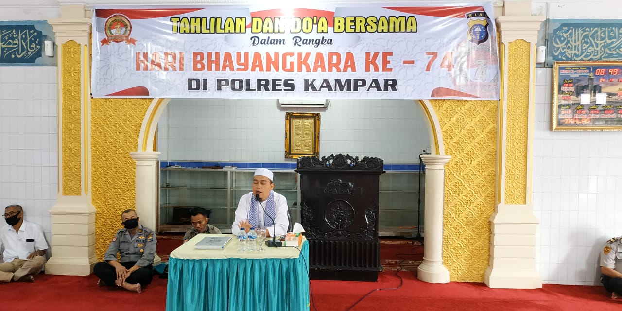 Polres Kampar Gelar Tahlilan dan Do'a Bersama Jelang Hari Bhayangkara ke-74