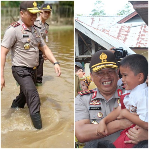 Basah-basahan Tinjau Warga Terkena Banjir, Kapolda Riau : Ini Bukti Negara Hadir Untuk Rakyatnya