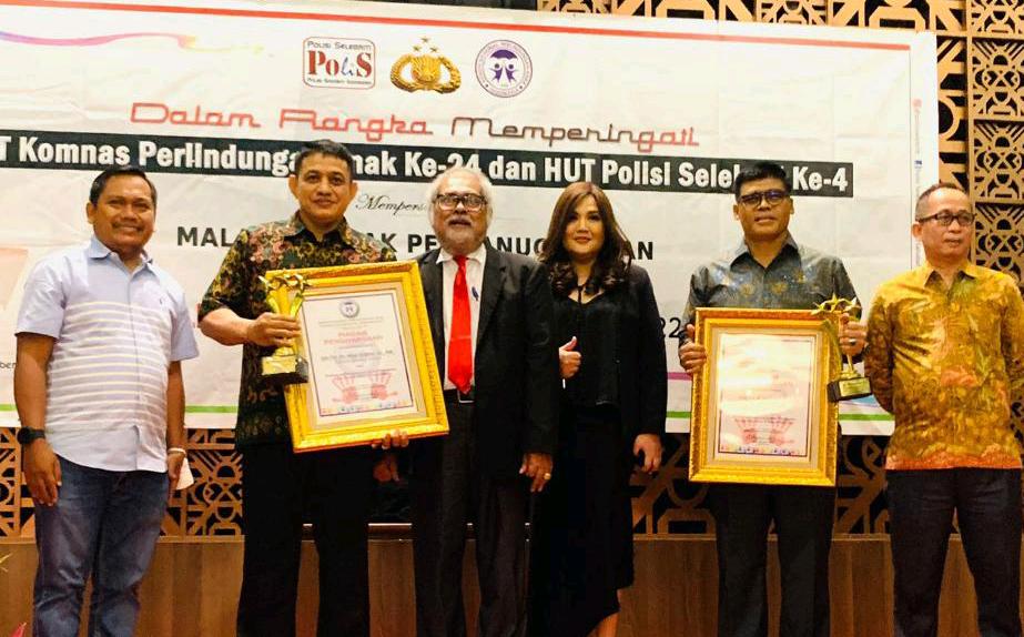Kapolda Riau Diganjar Penghargaan Oleh Komnas Perlindungan Anak dan Polisi Selebriti