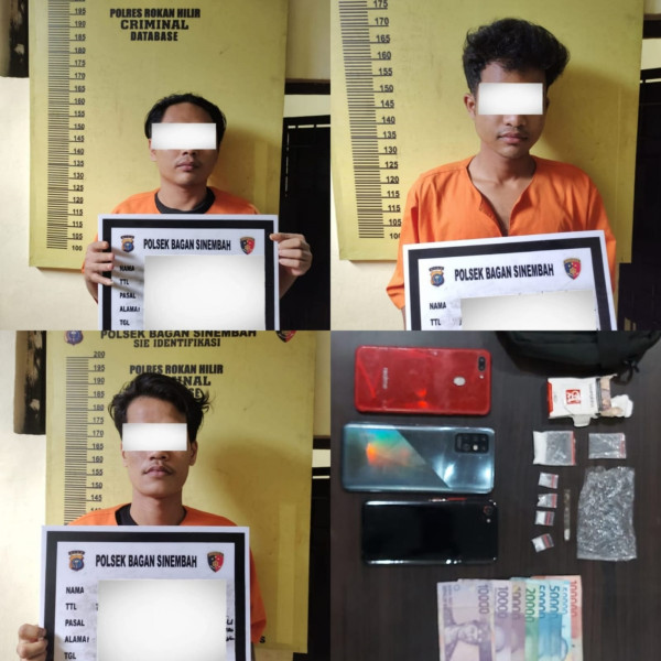 Polsek Bagan Sinembah Sergap 3 Pria Terlibat Narkoba di Balai Jaya