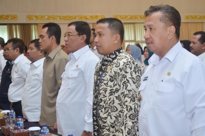 Bupati, Wabup dan Ketua DPRD Inhil Ikuti Rakor Bersama Pimpinan KPK RI