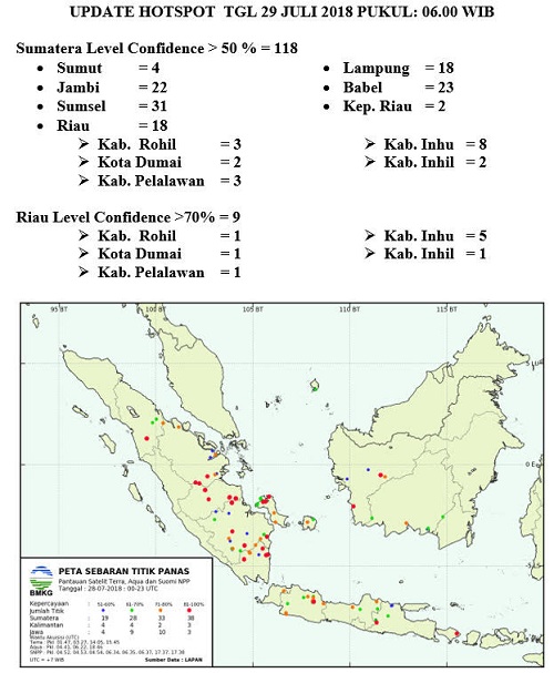 Sebanyak 18 Titik Panas Indikasi Karhutla, Kepung Riau