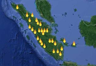 Terpantau 9 Titik Panas di Pulau Sumatera, di Riau Nihil