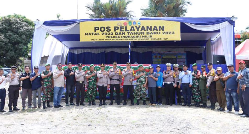 Kapolres Inhil Cek Pos Pelayanan Nataru di Perbatasan Riau-Jambi
