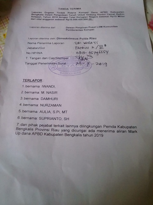 Oknum Caleg DPRD Provinsi Riau Terpilih Dilaporkan ke Ditreskrimsus Polda Riau