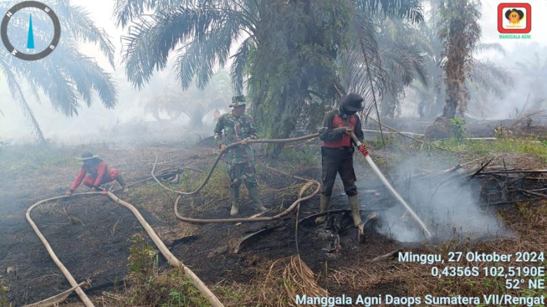 Tim Gabungan Satgas Darat dan Udara Padamkan Karhutla Dibeberapa Titik di Riau