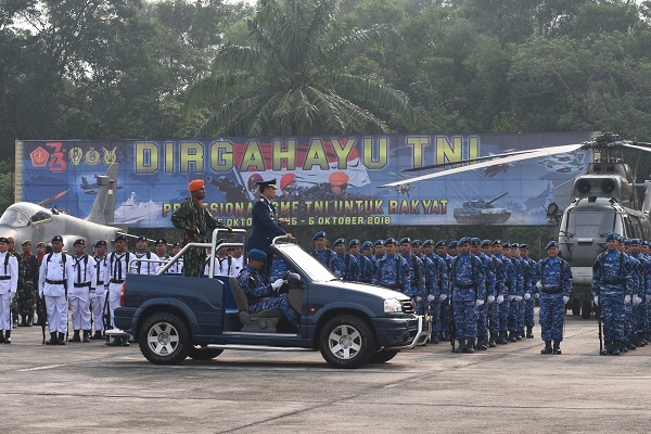 Danlanud Roesmin Nurjadin Irup Peringatan HUT ke 73 TNI di Provinsi Riau