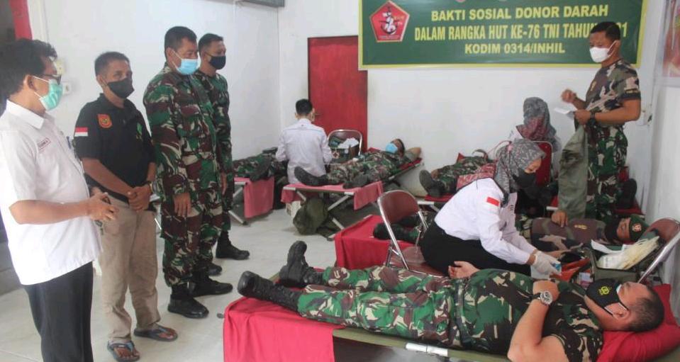 HUT TNI ke-76, Kodim 0314 Inhil Gelar Donor Darah