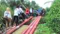Jembatan Penghubung 3 Kecamatan di Inhil Ambruk Karena Mobil Pengangkut Tiang Listrik