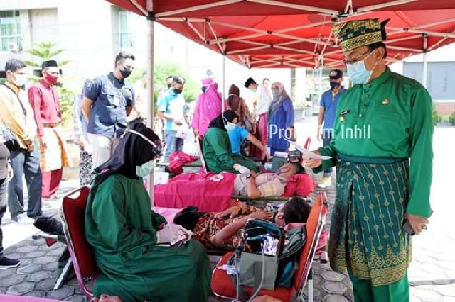 Bupati Wardan Hadiri Baksosl Donor Darah Dalam Rangka Milad Ke-55 Inhil