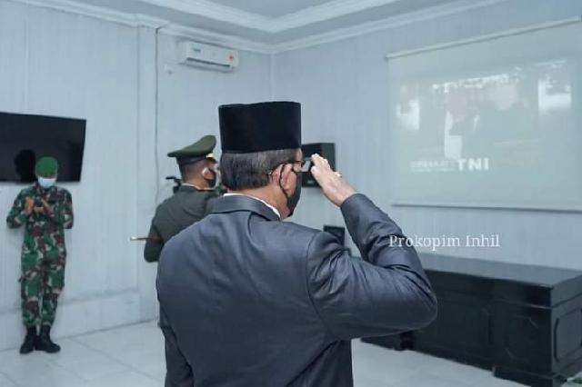 Bupati Wardan Ikuti Upacara HUT TNI Ke-75 TH 2020 Secara Virtual