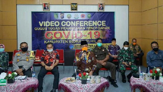 Pemkab Inhil Vidcon Evaluasi PSBB Bersama Pemprov Riau